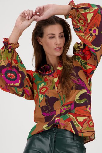 Camel blouse met kleurrijke print van Geisha voor Dames