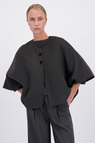 Le dos de Cape en laine gris foncé de D'Auvry Studio pour Femmes