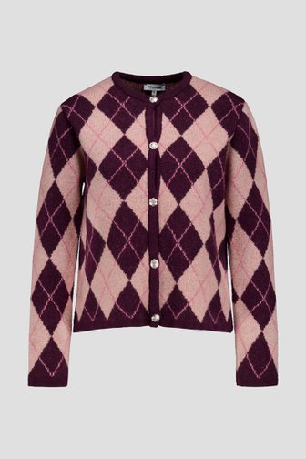 Photo produit 1 de Cardigan à carreaux bordeaux et rose de More & More pour Femmes