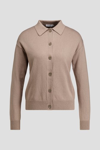 Le devant de Cardigan beige avec col de Liberty Island pour Femmes