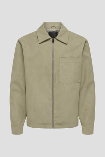 Le devant de Cardigan beige en faux-daim de Only & Sons pour Hommes