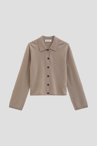 Le devant de Cardigan beige en laine avec col de Marc O'Polo pour Femmes