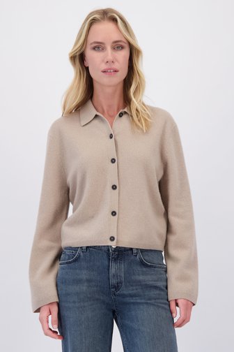Le devant de Cardigan beige en laine avec col de Marc O'Polo pour Femmes