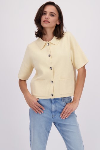 Le devant de Cardigan beige en maille à manches courtes de JDY pour Femmes