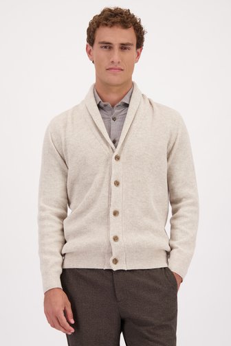 Le devant de Cardigan beige en maille de Upper East pour Hommes