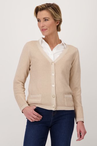 Cardigan beige scintillant, female, Marque: Claude Arielle