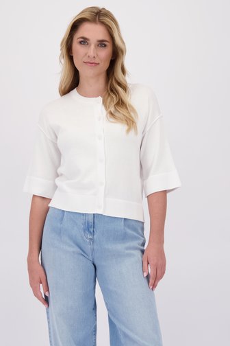 Le devant de Cardigan blanc à manches trois-quarts de Libelle pour Femmes