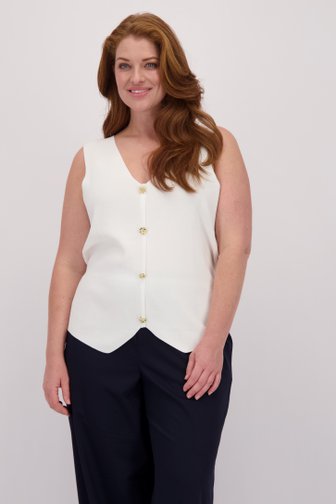 Le devant de Cardigan blanc sans manches de Yest Curve pour Femmes