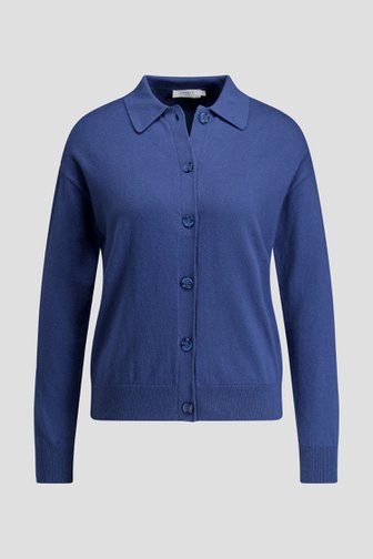 Le devant de Cardigan bleu à col polo de Liberty Island pour Femmes