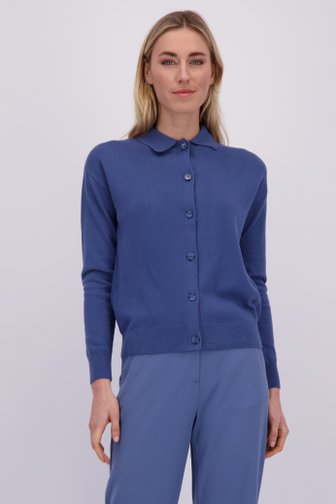 Le devant de Cardigan bleu à col polo de Liberty Island pour Femmes