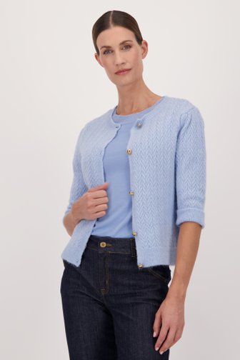 Cardigan bleu clair à manches mi-longues de More & More pour Femmes