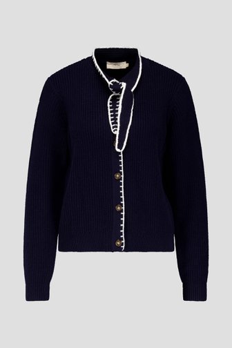 Le devant de Cardigan bleu foncé avec foulard de LŌVING pour Femmes