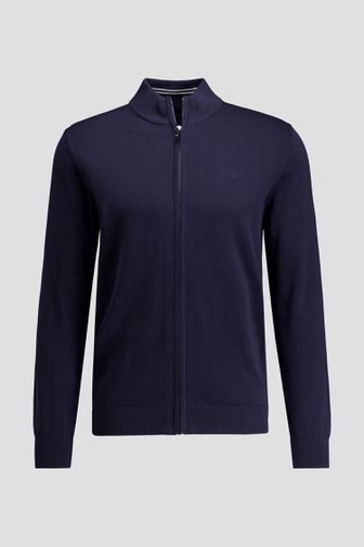 Le devant de Cardigan bleu foncé zippé de Dansaert Blue pour Hommes
