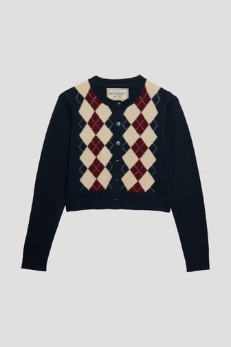 Le devant de Cardigan bleu marine à motif carreaux de Superdry pour Femmes