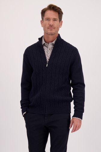 Le devant de Cardigan bleu marine à motif torsadé de Dansaert Blue pour Hommes