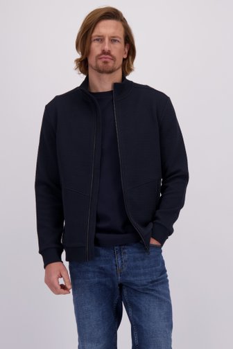 Le devant de Cardigan bleu marine zippé de Ravøtt pour Hommes