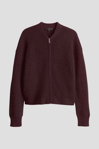 Le devant de Cardigan bordeaux en laine et mohair de Opus pour Femmes