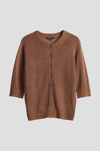 Cardigan brun en maille avec manches 3/4 de Opus pour Femmes