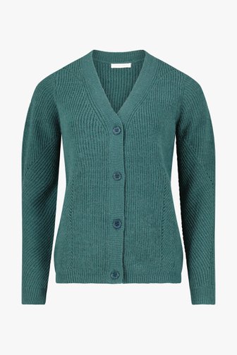 Cardigan côtelé vert foncé avec laine  de Diane Laury pour Femmes