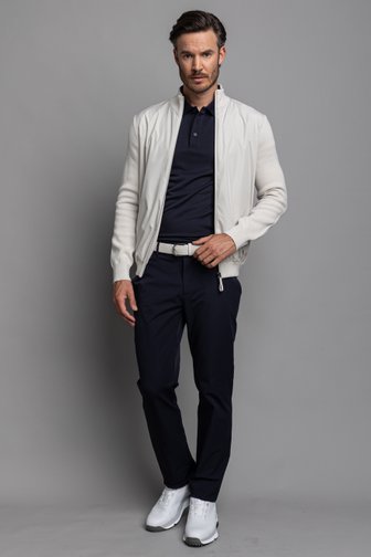 Le devant de Cardigan de golf beige clair avec fermeture zippée de Dansaert Golf Club pour Hommes