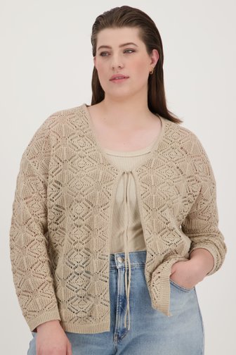 Cardigan en crochet ajour beige de Only Carmakoma pour Femmes
