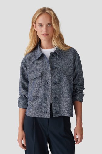 Cardigan en maille mélangée marine-blanc de Opus pour Femmes