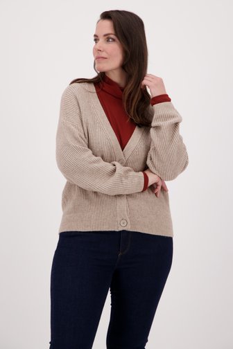Cardigan en tricot beige de Only Carmakoma pour Femmes