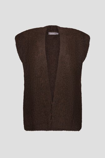 Le devant de Cardigan fluffy brun sans manches de Geisha pour Femmes