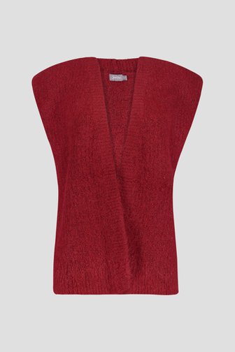 Le devant de Cardigan fluffy rouge sans manches de Geisha pour Femmes