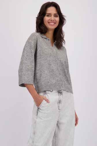 Le devant de Cardigan gris à paillettes de Louise pour Femmes