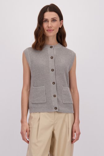 Cardigan gris sans manches avec laine