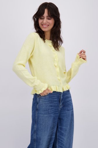 Le devant de Cardigan jaune pâle avec volants  de JDY pour Femmes