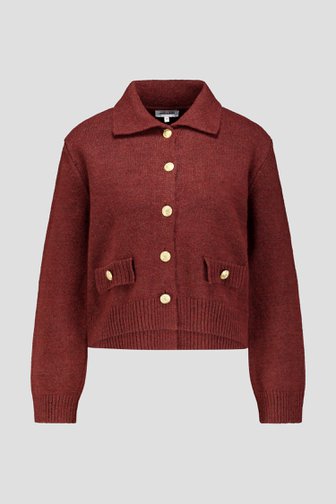 Le devant de Cardigan marron avec boutons dorés de More & More pour Femmes