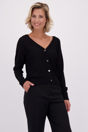 Le devant de Cardigan noir à paillettes de Claude Arielle pour Femmes