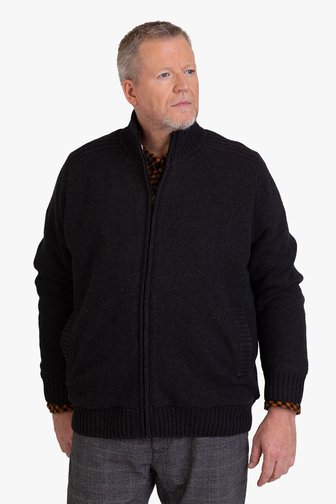 Cardigan noir avec intérieur en laine de Jefferson pour Hommes