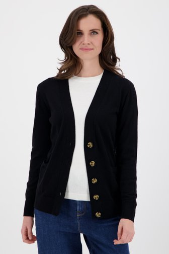 Cardigan noir avec patte de boutonnage marron. de Liberty Island pour Femmes