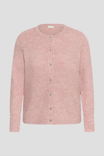 Le devant de Cardigan rose à boutons argentés de Kaffe Curve pour Femmes