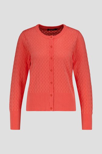 Cardigan rouge corail avec tricot ajouré de Signature pour Femmes
