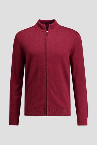 Le devant de Cardigan rouge foncé avec fermeture zippée de Dansaert Blue pour Hommes