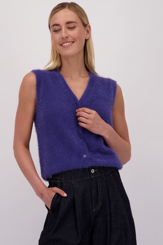 Le devant de Cardigan sans manches bleu de Liberty Island pour Femmes