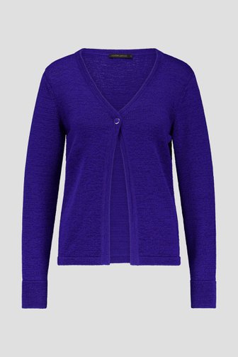 Cardigan tricot bleu avec un seul bouton de Claude Arielle pour Femmes