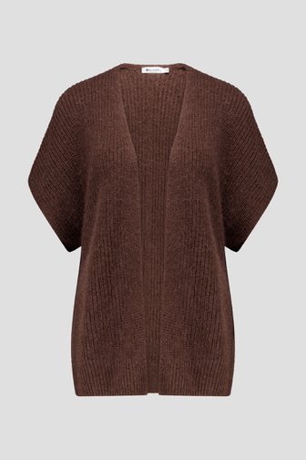 Le devant de Cardigan tricot brun foncé avec laine et mohair de D'Auvry pour Femmes