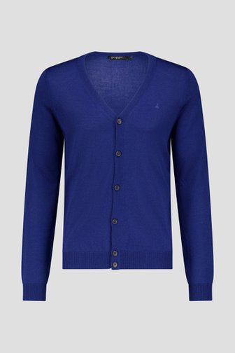 Cardigan tricot fin bleu marine de Dansaert Black pour Hommes