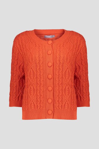 Cardigan tricot orange à manches 3/4 de Geisha pour Femmes
