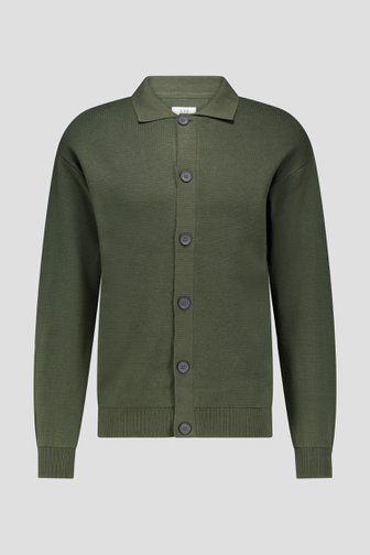Cardigan vert à col polo