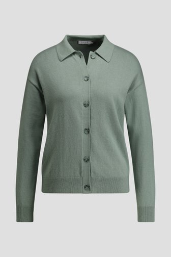 Le devant de Cardigan vert à col polo de Liberty Island pour Femmes