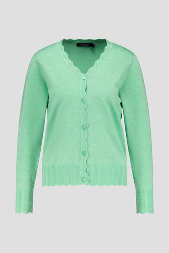 Cardigan vert clair avec motif ajouré de Signature pour Femmes