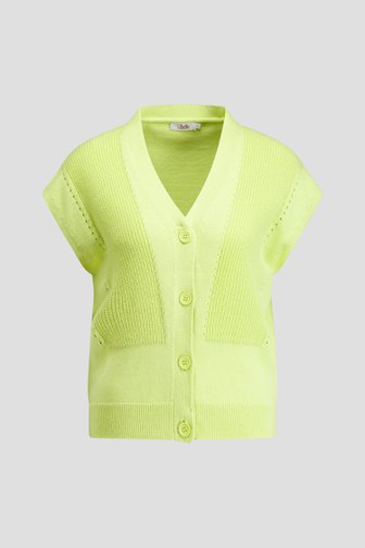 Le devant de Cardigan vert lime à manches courtes de Libelle pour Femmes