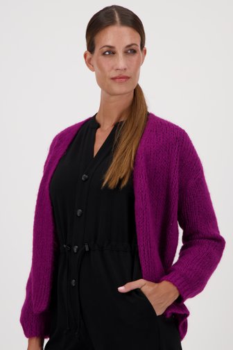 Cardigan violet avec laine de Geisha pour Femmes