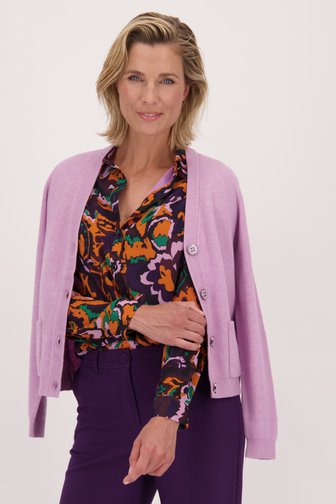 Cardigan violet clair avec laine de Claude Arielle pour Femmes
